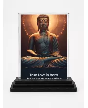 Gautama Buddha Acrylic Car Dashboard Showpiece | Double-Sided Gautama Buddha Photo Stand | 3 X 4 Inch Photo | Transparent Acrylic Frame With Black Base | Car Dashboard, Office & Table Decor (F71564)