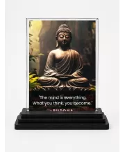 Goutam Buddha Acrylic Car Dashboard Showpiece | Double-Sided Goutam Buddha Photo Stand | 3 X 4 Inch Photo | Transparent Acrylic Frame With Black Base | Car Dashboard, Office & Table Decor (F71566)