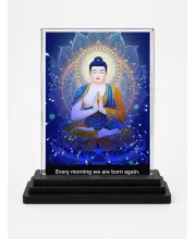 Goutam Buddha Acrylic Car Dashboard Showpiece | Double-Sided Goutam Buddha Photo Stand | 3 X 4 Inch Photo | Transparent Acrylic Frame With Black Base | Car Dashboard, Office & Table Decor (F71567)