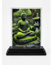 Goutam Buddha Acrylic Car Dashboard Showpiece | Double-Sided Goutam Buddha Photo Stand | 3 X 4 Inch Photo | Transparent Acrylic Frame With Black Base | Car Dashboard, Office & Table Decor (F71570)