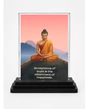 Gautama Buddha Acrylic Car Dashboard Showpiece | Double-Sided Gautama Buddha Photo Stand | 3 X 4 Inch Photo | Transparent Acrylic Frame With Black Base | Car Dashboard, Office & Table Decor (F71573)