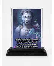 Gautama Buddha Acrylic Car Dashboard Showpiece | Double-Sided Gautama Buddha Photo Stand | 3 X 4 Inch Photo | Transparent Acrylic Frame With Black Base | Car Dashboard, Office & Table Decor (F71574)