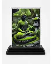 Gautama Buddha Acrylic Car Dashboard Showpiece | Double-Sided Gautama Buddha Photo Stand | 3 X 4 Inch Photo | Transparent Acrylic Frame With Black Base | Car Dashboard, Office & Table Decor (F71578)