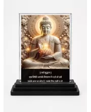 Gautama Buddha Acrylic Car Dashboard Showpiece | Double-Sided Gautama Buddha Photo Stand | 3 X 4 Inch Photo | Transparent Acrylic Frame With Black Base | Car Dashboard, Office & Table Decor (F71582)