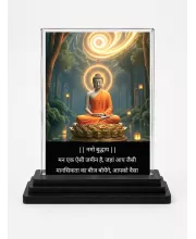 Gautama Buddha Acrylic Car Dashboard Showpiece | Double-Sided Gautama Buddha Photo Stand | 3 X 4 Inch Photo | Transparent Acrylic Frame With Black Base | Car Dashboard, Office & Table Decor (F71583)