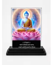 Gautama Buddha Acrylic Car Dashboard Showpiece | Double-Sided Gautama Buddha Photo Stand | 3 X 4 Inch Photo | Transparent Acrylic Frame With Black Base | Car Dashboard, Office & Table Decor (F71584)