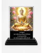 Gautama Buddha Acrylic Car Dashboard Showpiece | Double-Sided Gautama Buddha Photo Stand | 3 X 4 Inch Photo | Transparent Acrylic Frame With Black Base | Car Dashboard, Office & Table Decor (F71585)