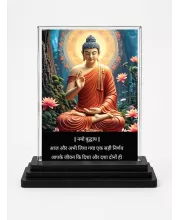 Gautama Buddha Acrylic Car Dashboard Showpiece | Double-Sided Gautama Buddha Photo Stand | 3 X 4 Inch Photo | Transparent Acrylic Frame With Black Base | Car Dashboard, Office & Table Decor (F71586)