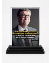 Bill Gates Acrylic Car Dashboard Showpiece | Double-Sided Bill Gates Photo Stand | 3 X 4 Inch Photo | Transparent Acrylic Frame With Black Base | Car Dashboard, Office & Table Decor (F71587)