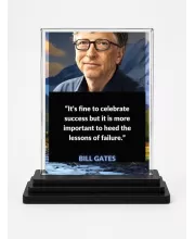 Bill Gates Acrylic Car Dashboard Showpiece | Double-Sided Bill Gates Photo Stand | 3 X 4 Inch Photo | Transparent Acrylic Frame With Black Base | Car Dashboard, Office & Table Decor (F71588)