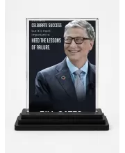 Bill Gates Acrylic Car Dashboard Showpiece | Double-Sided Bill Gates Photo Stand | 3 X 4 Inch Photo | Transparent Acrylic Frame With Black Base | Car Dashboard, Office & Table Decor (F71589)