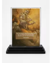 Lord Shree Krishna Acrylic Car Dashboard Showpiece | Double-Sided Lord Shree Krishna Photo Stand | 3 X 4 Inch Photo | Transparent Acrylic Frame With Black Base | Car Dashboard, Office & Table Decor (F71591)