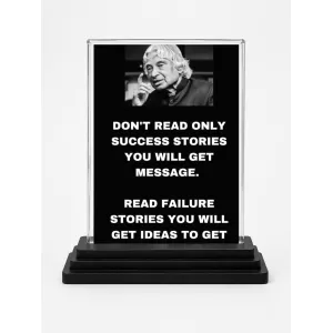 Abdul Kalam Acrylic Car Dashboard Showpiece | Double-Sided Abdul Kalam Photo Stand | 3 X 4 Inch Photo | Transparent Acrylic Frame With Black Base | Car Dashboard, Office & Table Decor (F71592)