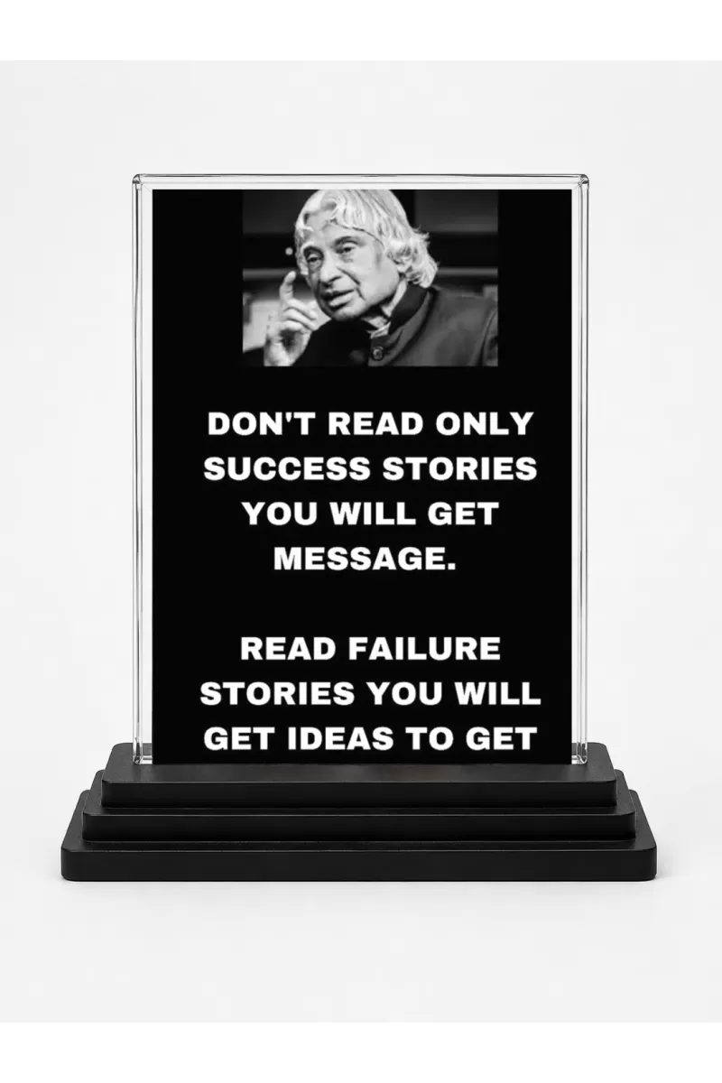 Abdul Kalam Acrylic Car Dashboard Showpiece | Double-Sided Abdul Kalam Photo Stand | 3 X 4 Inch Photo | Transparent Acrylic Frame With Black Base | Car Dashboard, Office & Table Decor (F71592)