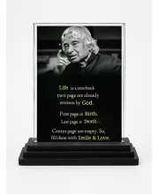 Doctor Abdul Kalam Quote Acrylic Car Dashboard Showpiece | Double-Sided Doctor Abdul Kalam Quote Photo Stand | 3 X 4 Inch Photo | Transparent Acrylic Frame With Black Base | Car Dashboard, Office & Table Decor (F71593)