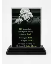 Abdul Kalam Acrylic Car Dashboard Showpiece | Double-Sided Abdul Kalam Photo Stand | 3 X 4 Inch Photo | Transparent Acrylic Frame With Black Base | Car Dashboard, Office & Table Decor (F71596)