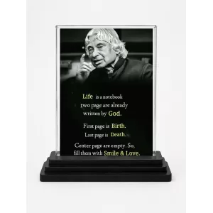 Abdul Kalam Acrylic Car Dashboard Showpiece | Double-Sided Abdul Kalam Photo Stand | 3 X 4 Inch Photo | Transparent Acrylic Frame With Black Base | Car Dashboard, Office & Table Decor (F71596)