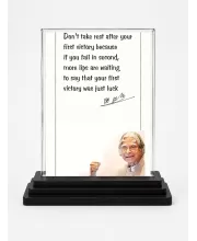 APJ Abdul Kalam Acrylic Car Dashboard Showpiece | Double-Sided APJ Abdul Kalam Photo Stand | 3 X 4 Inch Photo | Transparent Acrylic Frame With Black Base | Car Dashboard, Office & Table Decor (F71597)