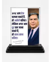 Shree Ratan Tata Acrylic Car Dashboard Showpiece | Double-Sided Shree Ratan Tata Photo Stand | 3 X 4 Inch Photo | Transparent Acrylic Frame With Black Base | Car Dashboard, Office & Table Decor (F71598)
