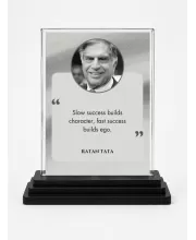 Shree Ratan Tata Acrylic Car Dashboard Showpiece | Double-Sided Shree Ratan Tata Photo Stand | 3 X 4 Inch Photo | Transparent Acrylic Frame With Black Base | Car Dashboard, Office & Table Decor (F71599)