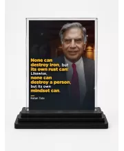 Shree Ratan Tata Acrylic Car Dashboard Showpiece | Double-Sided Shree Ratan Tata Photo Stand | 3 X 4 Inch Photo | Transparent Acrylic Frame With Black Base | Car Dashboard, Office & Table Decor (F71600)