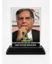Shree Ratan Tata Acrylic Car Dashboard Showpiece | Double-Sided Shree Ratan Tata Photo Stand | 3 X 4 Inch Photo | Transparent Acrylic Frame With Black Base | Car Dashboard, Office & Table Decor (F71601)
