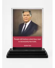 Shree Ratan Tata Acrylic Car Dashboard Showpiece | Double-Sided Shree Ratan Tata Photo Stand | 3 X 4 Inch Photo | Transparent Acrylic Frame With Black Base | Car Dashboard, Office & Table Decor (F71603)