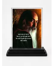 Osho Rajneesh Acrylic Car Dashboard Showpiece | Double-Sided Osho Rajneesh Photo Stand | 3 X 4 Inch Photo | Transparent Acrylic Frame With Black Base | Car Dashboard, Office & Table Decor (F71615)