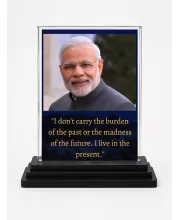 Narendra Modi Acrylic Car Dashboard Showpiece | Double-Sided Narendra Modi Photo Stand | 3 X 4 Inch Photo | Transparent Acrylic Frame With Black Base | Car Dashboard, Office & Table Decor (F71622)