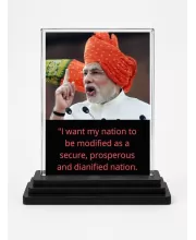 Narendra Modi Acrylic Car Dashboard Showpiece | Double-Sided Narendra Modi Photo Stand | 3 X 4 Inch Photo | Transparent Acrylic Frame With Black Base | Car Dashboard, Office & Table Decor (F71624)