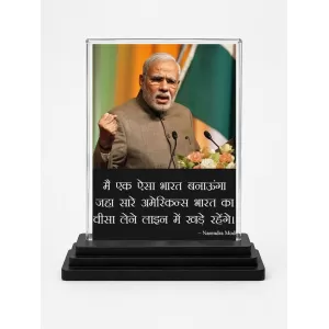 Narendra Modi Acrylic Car Dashboard Showpiece | Double-Sided Narendra Modi Photo Stand | 3 X 4 Inch Photo | Transparent Acrylic Frame With Black Base | Car Dashboard, Office & Table Decor (F71625)