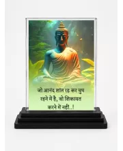 Gautama Buddha Acrylic Car Dashboard Showpiece | Double-Sided Gautama Buddha Photo Stand | 3 X 4 Inch Photo | Transparent Acrylic Frame With Black Base | Car Dashboard, Office & Table Decor (F71627)