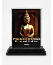 Gautama Buddha Acrylic Car Dashboard Showpiece | Double-Sided Gautama Buddha Photo Stand | 3 X 4 Inch Photo | Transparent Acrylic Frame With Black Base | Car Dashboard, Office & Table Decor (F71631)