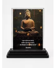 Gautama Buddha Acrylic Car Dashboard Showpiece | Double-Sided Gautama Buddha Photo Stand | 3 X 4 Inch Photo | Transparent Acrylic Frame With Black Base | Car Dashboard, Office & Table Decor (F71632)