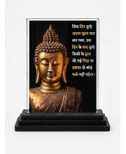 Gautama Buddha Acrylic Car Dashboard Showpiece | Double-Sided Gautama Buddha Photo Stand | 3 X 4 Inch Photo | Transparent Acrylic Frame With Black Base | Car Dashboard, Office & Table Decor (F71633)