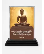 Gautama Buddha Acrylic Car Dashboard Showpiece | Double-Sided Gautama Buddha Photo Stand | 3 X 4 Inch Photo | Transparent Acrylic Frame With Black Base | Car Dashboard, Office & Table Decor (F71634)