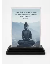 Gautama Buddha Acrylic Car Dashboard Showpiece | Double-Sided Gautama Buddha Photo Stand | 3 X 4 Inch Photo | Transparent Acrylic Frame With Black Base | Car Dashboard, Office & Table Decor (F71635)