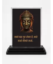 Gautama Buddha Acrylic Car Dashboard Showpiece | Double-Sided Gautama Buddha Photo Stand | 3 X 4 Inch Photo | Transparent Acrylic Frame With Black Base | Car Dashboard, Office & Table Decor (F71640)