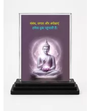 Gautama Buddha Acrylic Car Dashboard Showpiece | Double-Sided Gautama Buddha Photo Stand | 3 X 4 Inch Photo | Transparent Acrylic Frame With Black Base | Car Dashboard, Office & Table Decor (F71641)