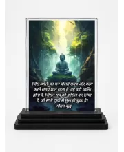 Gautama Buddha Acrylic Car Dashboard Showpiece | Double-Sided Gautama Buddha Photo Stand | 3 X 4 Inch Photo | Transparent Acrylic Frame With Black Base | Car Dashboard, Office & Table Decor (F71643)