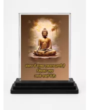 Gautama Buddha Acrylic Car Dashboard Showpiece | Double-Sided Gautama Buddha Photo Stand | 3 X 4 Inch Photo | Transparent Acrylic Frame With Black Base | Car Dashboard, Office & Table Decor (F71646)