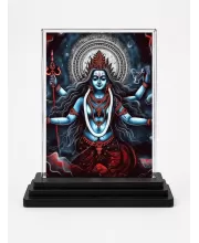 Lord Shiva Acrylic Car Dashboard Showpiece | Double-Sided Lord Shiva Photo Stand | 3 X 4 Inch Photo | Transparent Acrylic Frame With Black Base | Car Dashboard, Office & Table Decor (F71649)