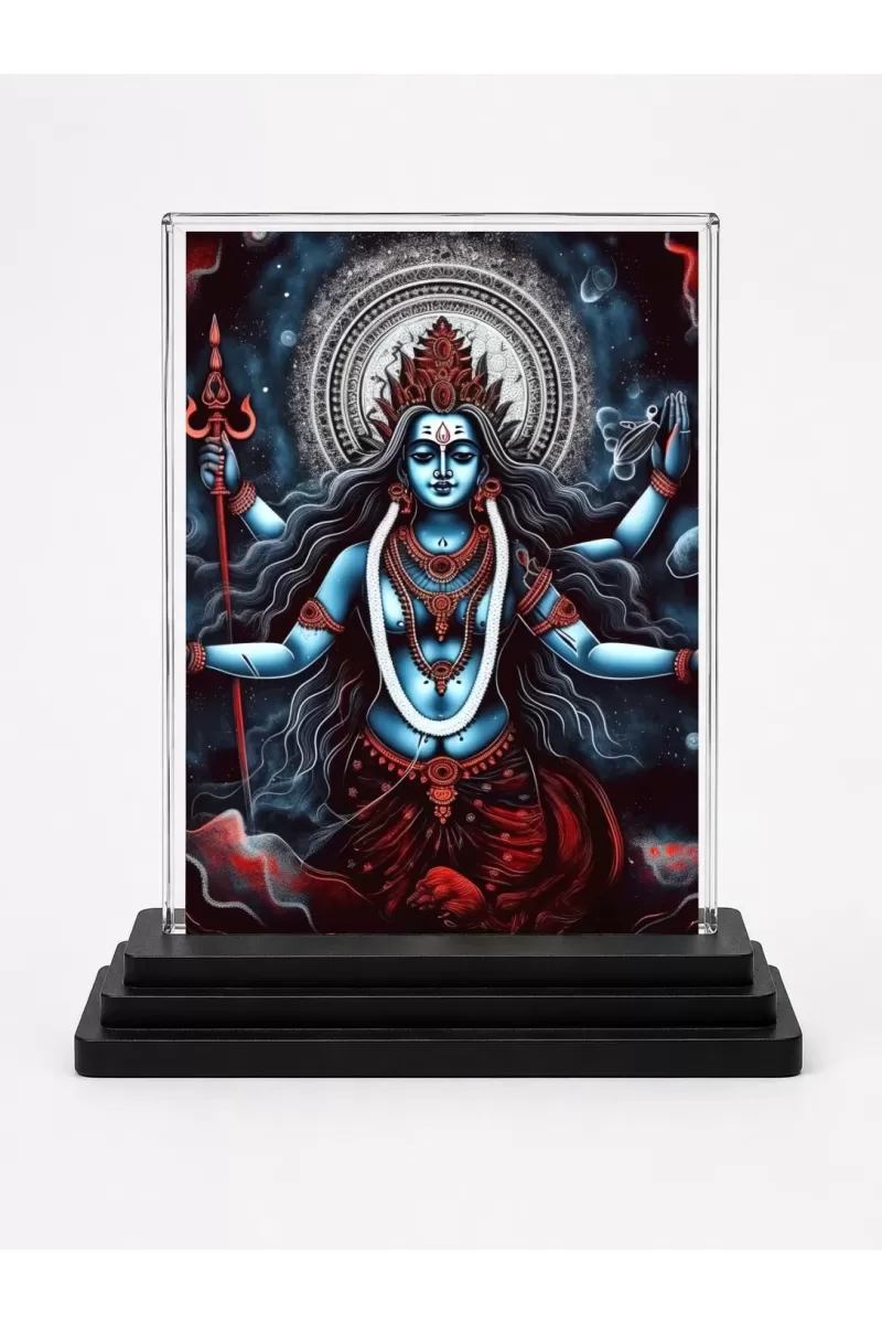 Lord Shiva Acrylic Car Dashboard Showpiece | Double-Sided Lord Shiva Photo Stand | 3 X 4 Inch Photo | Transparent Acrylic Frame With Black Base | Car Dashboard, Office & Table Decor (F71649)