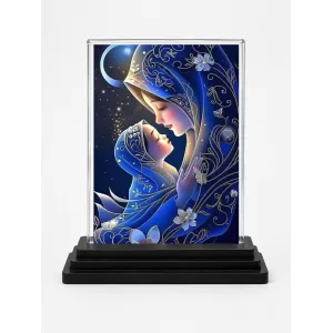 Mother And Child Acrylic Car Dashboard Showpiece | Double-Sided Mother And Child Photo Stand | 3 X 4 Inch Photo | Transparent Acrylic Frame With Black Base | Car Dashboard, Office & Table Decor (F71654)