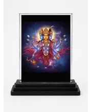 Lord Brahma Acrylic Car Dashboard Showpiece | Double-Sided Lord Brahma Photo Stand | 3 X 4 Inch Photo | Transparent Acrylic Frame With Black Base | Car Dashboard, Office & Table Decor (F71657)
