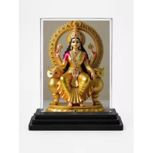 Lord Ganesha Acrylic Car Dashboard Showpiece | Double-Sided Lord Ganesha Photo Stand | 3 X 4 Inch Photo | Transparent Acrylic Frame With Black Base | Car Dashboard, Office & Table Decor (F71660)