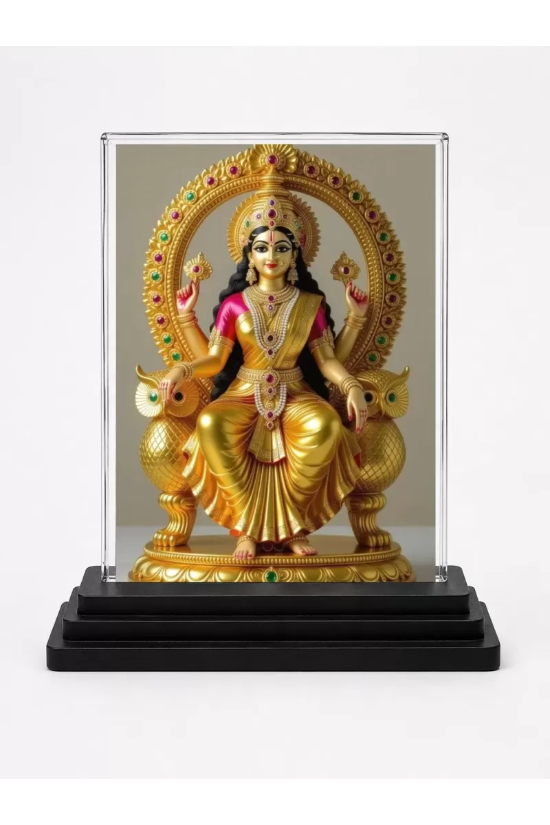 Lord Ganesha Acrylic Car Dashboard Showpiece | Double-Sided Lord Ganesha Photo Stand | 3 X 4 Inch Photo | Transparent Acrylic Frame With Black Base | Car Dashboard, Office & Table Decor (F71660)