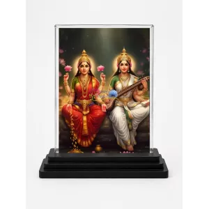 Lord Ganesha And Goddess Saraswati Acrylic Car Dashboard Showpiece | Double-Sided Lord Ganesha And Goddess Saraswati Photo Stand | 3 X 4 Inch Photo | Transparent Acrylic Frame With Black Base | Car Dashboard, Office & Table Decor (F71661) Lord Ganesha And Goddess Saraswati Acrylic Car Dashboard Showpiece | Double-Sided Lord Ganesha And Goddess Saraswati Photo Stand | 3 X 4 Inch Photo | Transparent Acrylic Frame With Black Base | Car Dashboard, Office & Table Decor (F71661)