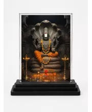 Lord Ganesha Acrylic Car Dashboard Showpiece | Double-Sided Lord Ganesha Photo Stand | 3 X 4 Inch Photo | Transparent Acrylic Frame With Black Base | Car Dashboard, Office & Table Decor (F71663)
