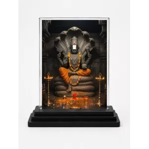 Lord Ganesha Acrylic Car Dashboard Showpiece | Double-Sided Lord Ganesha Photo Stand | 3 X 4 Inch Photo | Transparent Acrylic Frame With Black Base | Car Dashboard, Office & Table Decor (F71663)